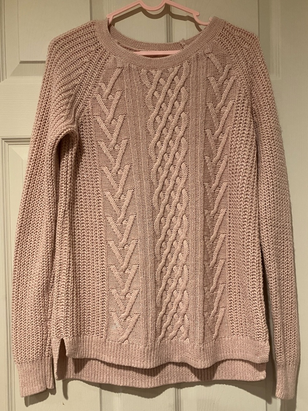 Faded Glory Blush Cable Knit Crew Sweater